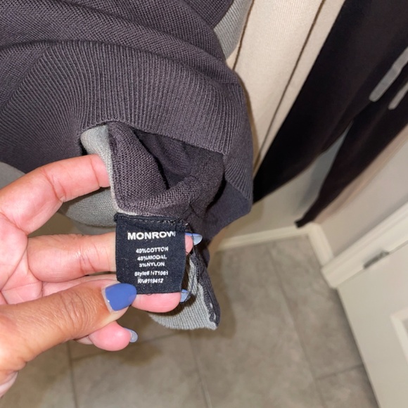 MONROW Color Block Gray/Tan Two-Piece Knit Jogger Set Size S/M - Picture 5 of 15